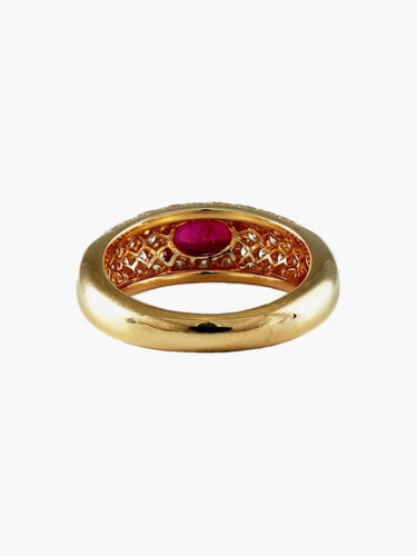Bague 52 Boucheron - Bague en or jaune 750 au rubis et diamants 58 Facettes