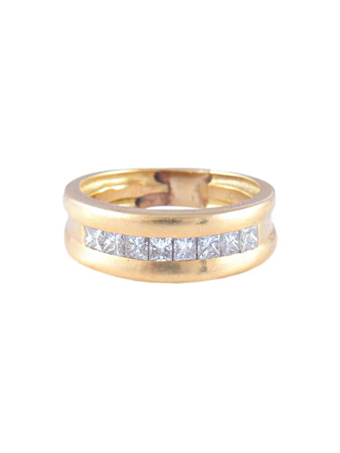 Bague 53 Demi-alliance en or jaune 750 58 Facettes