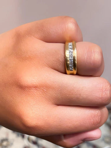 Bague 53 Demi-alliance en or jaune 750 58 Facettes