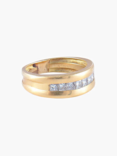 Bague 53 Demi-alliance en or jaune 750 58 Facettes