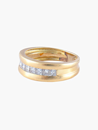 Bague 53 Demi-alliance en or jaune 750 58 Facettes