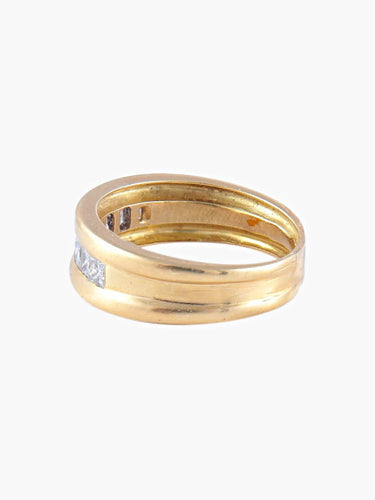 Bague 53 Demi-alliance en or jaune 750 58 Facettes