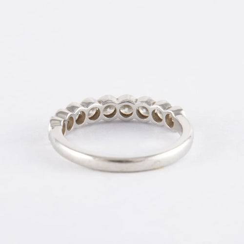 Bague 50 Demi-alliance - Bague en or gris 750 sertie clos de diamants 58 Facettes 750