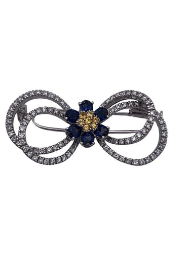 Broche Broche en or jaune 18 carats avec saphir et diamants 58 Facettes