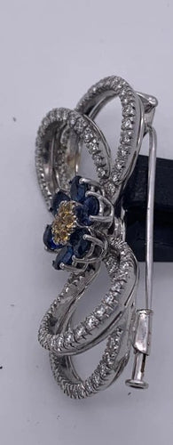 Broche Broche en or jaune 18 carats avec saphir et diamants 58 Facettes