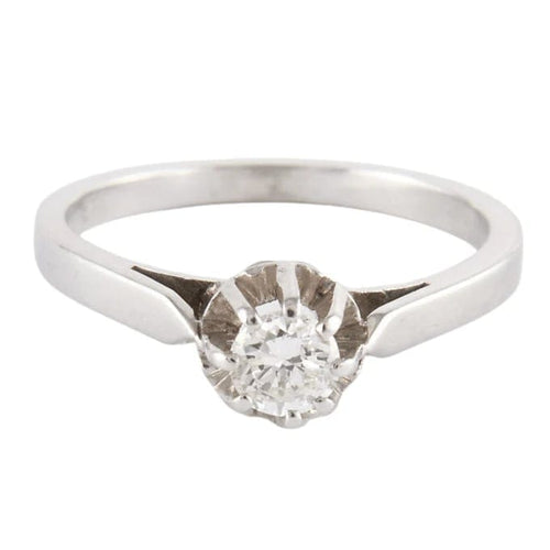 Bague 48 Solitaire - Bague en or gris 750 avec diamant env. 0,20 ct 58 Facettes