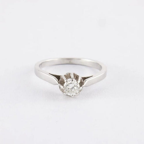 Bague 48 Solitaire - Bague en or gris 750 avec diamant env. 0,20 ct 58 Facettes