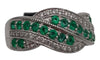 Bague 48 Bague en or blanc avec émeraudes et diamants 58 Facettes