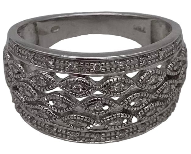 Bague 54 Bague en or gris et diamants style vintage 58 Facettes