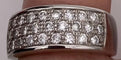 Bague 53 Demi-alliance - Bague en or gris à trois rangs de diamants 58 Facettes