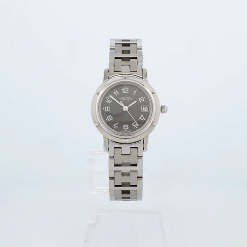 Montre Hermès Clipper - Montre en acier cadran gris chiffres arabes 58 Facettes