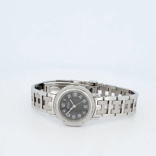 Montre Hermès Clipper - Montre en acier cadran gris chiffres arabes 58 Facettes
