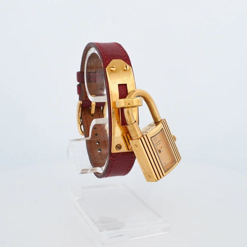 Montre Hermès Kelly - Montre à cadran champagne en acier plaqué or 58 Facettes