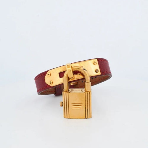 Montre Hermès Kelly - Montre à cadran champagne en acier plaqué or 58 Facettes
