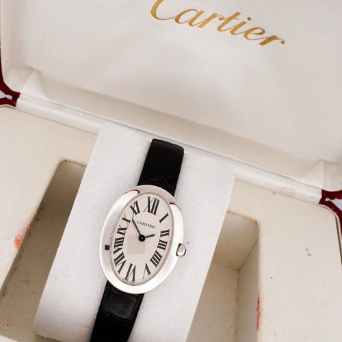 Montre Cartier Baignoire - Montre Medium en or blanc, cadran argent romain 58 Facettes