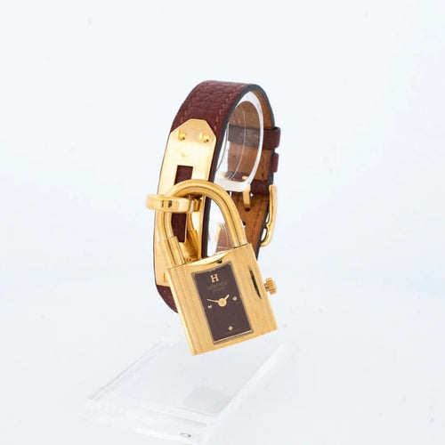 Montre Hermès Kelly - Montre en acier doré, cadran bordeaux 58 Facettes