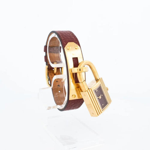 Montre Hermès Kelly - Montre en acier doré, cadran bordeaux 58 Facettes