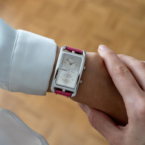 Montre Hermès Cape Cod - Montre Dual Time cadran argenté GM 58 Facettes