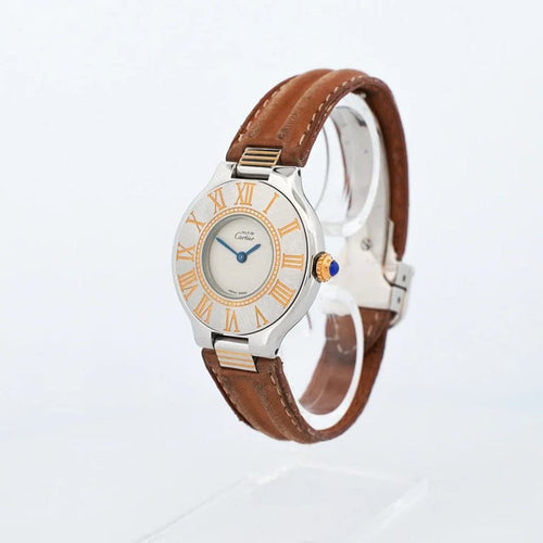 Montre Cartier Must 21 - Montre SM cadran ivoire en or et acier 58 Facettes