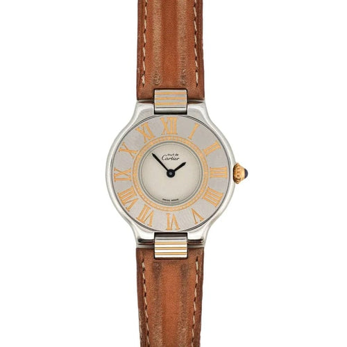 Montre Cartier Must 21 - Montre SM cadran ivoire en or et acier 58 Facettes