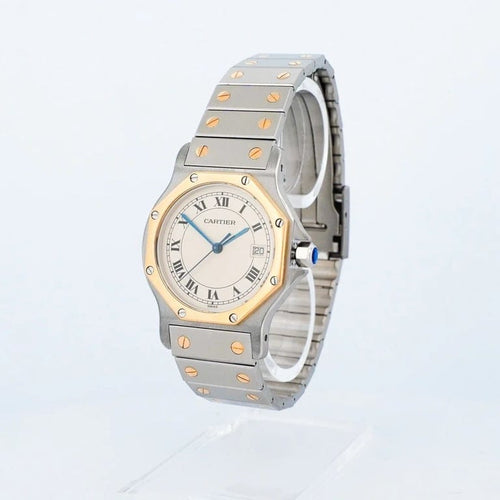 Montre Cartier Santos Octogone - Montre unisexe 30 mm acier et or jaune 58 Facettes