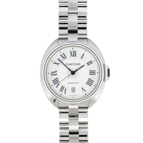 Montre Cartier Clé - Montre automatique en acier cadran argenté 58 Facettes