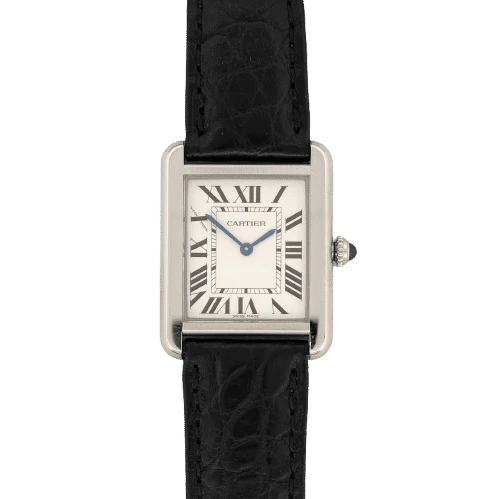 Montre Cartier Tank Solo - Montre quartz acier cadran ivoire chiffres romains 58 Facettes