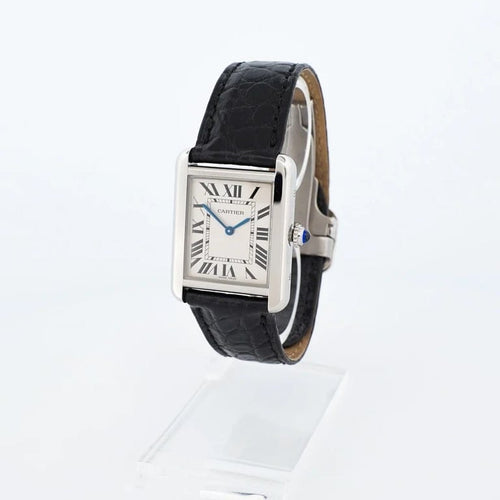 Montre Cartier Tank Solo - Montre quartz acier cadran ivoire chiffres romains 58 Facettes