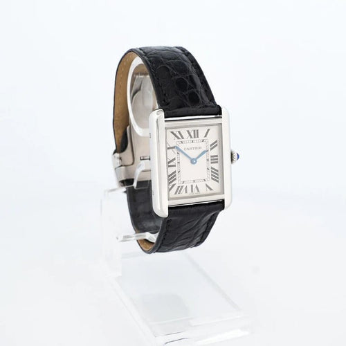 Montre Cartier Tank Solo - Montre quartz acier cadran ivoire chiffres romains 58 Facettes