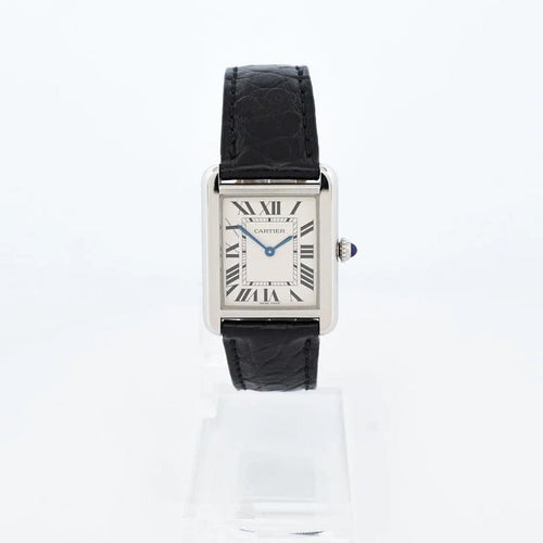 Montre Cartier Tank Solo - Montre quartz acier cadran ivoire chiffres romains 58 Facettes