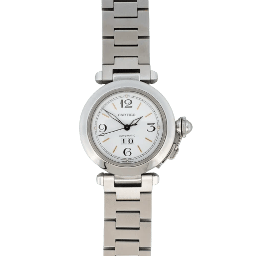 Montre Cartier Pasha Big Date - Montre en acier cadran ivoire chiffres arabes 58 Facettes