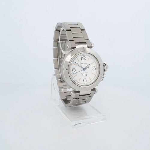 Montre Cartier Pasha Big Date - Montre en acier cadran ivoire chiffres arabes 58 Facettes