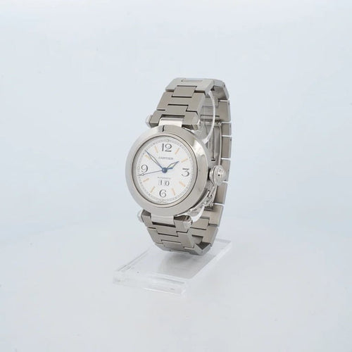 Montre Cartier Pasha Big Date - Montre en acier cadran ivoire chiffres arabes 58 Facettes