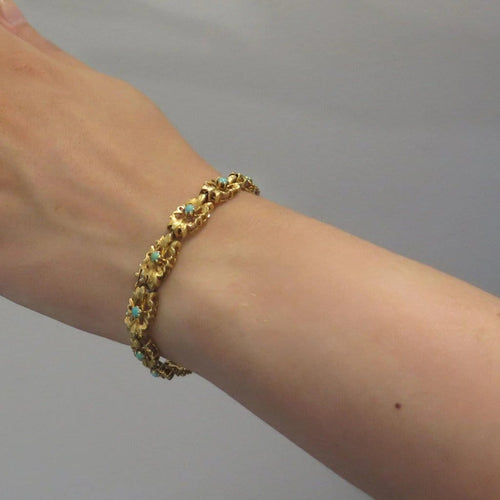 Bracelet Bracelet en or jaune et turquoises 58 Facettes