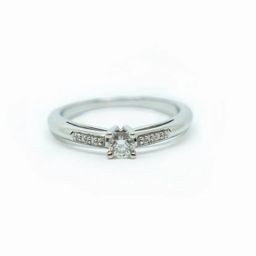 Bague 49 Mauboussin - Bague solitaire « Tu es le Sel de ma vie » en or blanc et diamants 58 Facettes