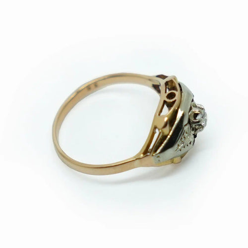 Bague 54.5 Bague en or jaune, or blanc et diamant 58 Facettes