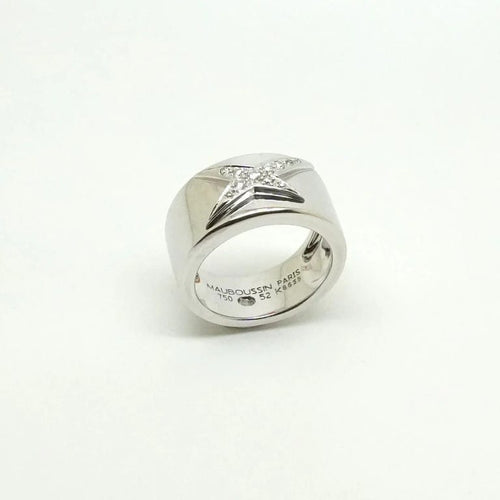 Bague 52 Mauboussin Étoile Divine - Bague bandeau en or blanc 18 carats et diamants 58 Facettes