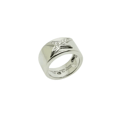 Bague 52 Mauboussin Étoile Divine - Bague bandeau en or blanc 18 carats et diamants 58 Facettes