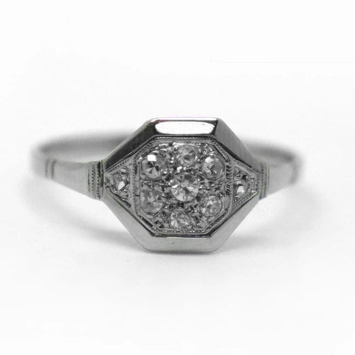Bague 58 Bague Art déco octogonale en or blanc 18 ct et diamants 58 Facettes