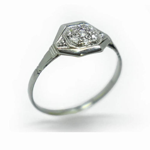 Bague 58 Bague Art déco octogonale en or blanc 18 ct et diamants 58 Facettes