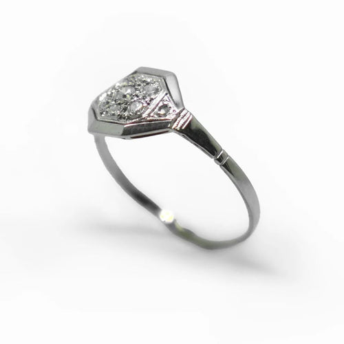 Bague 58 Bague Art déco octogonale en or blanc 18 ct et diamants 58 Facettes