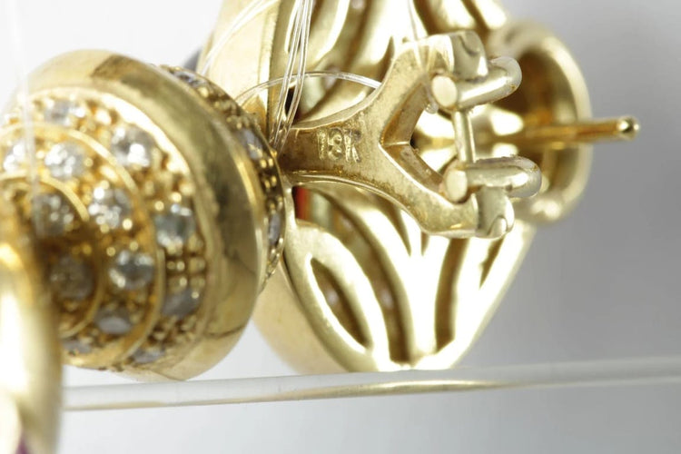 Boucles d'oreilles Marina B - Boucles d’oreilles vintage en or jaune, améthyste, onyx, rubis et diamants 58 Facettes 3294