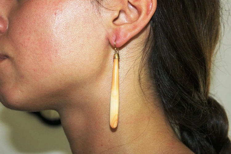 Boucles d'oreilles Boucles d'oreilles pendantes en or 14 carats et corail Sciacca 58 Facettes 7588