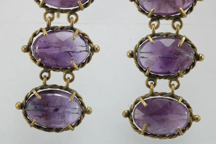 Boucles d'oreilles Boucles d'oreilles anciennes en or 14 carats et améthystes 58 Facettes 7338