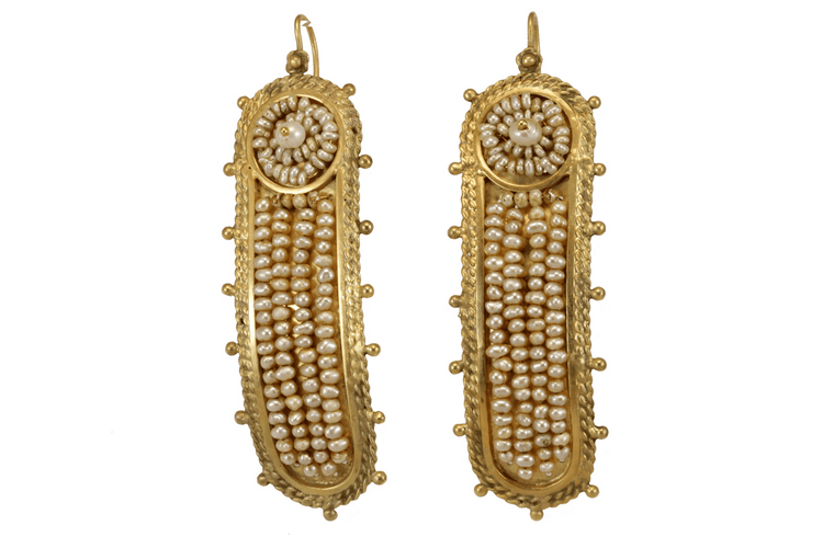 Boucles d'oreilles Boucles d'oreilles anciennes - Perles naturelles en or 14 carats 58 Facettes 7624