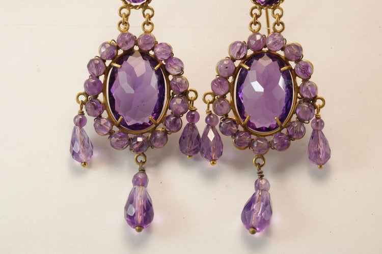 Boucles d'oreilles Boucles d'oreilles girandole anciennes en or 14 carats et améthystes 58 Facettes 7622