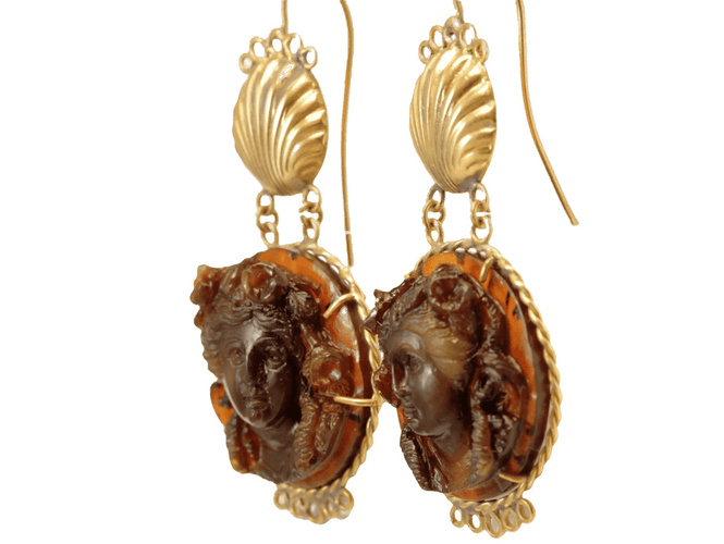 Boucles d'oreilles Boucles d’oreilles anciennes - Camées en écaille et or 14K 58 Facettes 7634