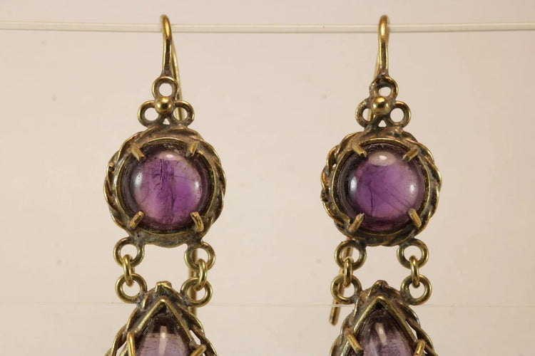 Boucles d'oreilles Boucles d'oreilles anciennes en or 14 carats et améthystes 58 Facettes 7618