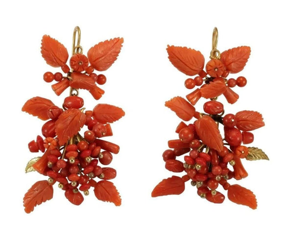 Boucles d'oreilles Boucles d’oreilles anciennes en or 14 carats et corail 58 Facettes 7650