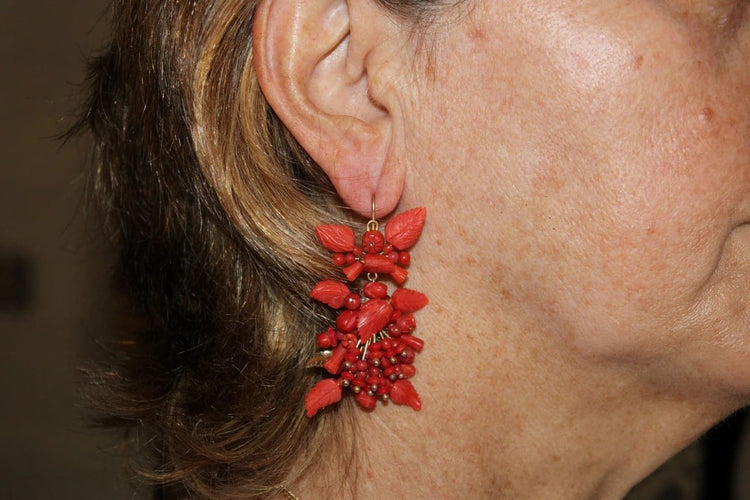 Boucles d'oreilles Boucles d’oreilles anciennes en or 14 carats et corail 58 Facettes 7650
